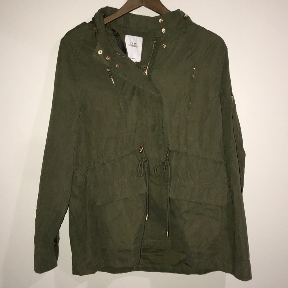 Iris Iris basic jacket green olive green with hood